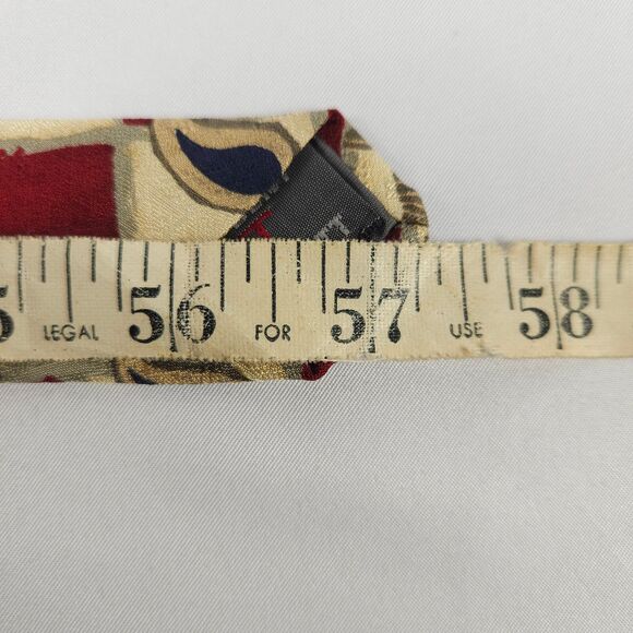 Robert Talbott Studio Red Beige Paisley Checkered Silk Tie 4" x 57.25" USA - Picture 6 of 6